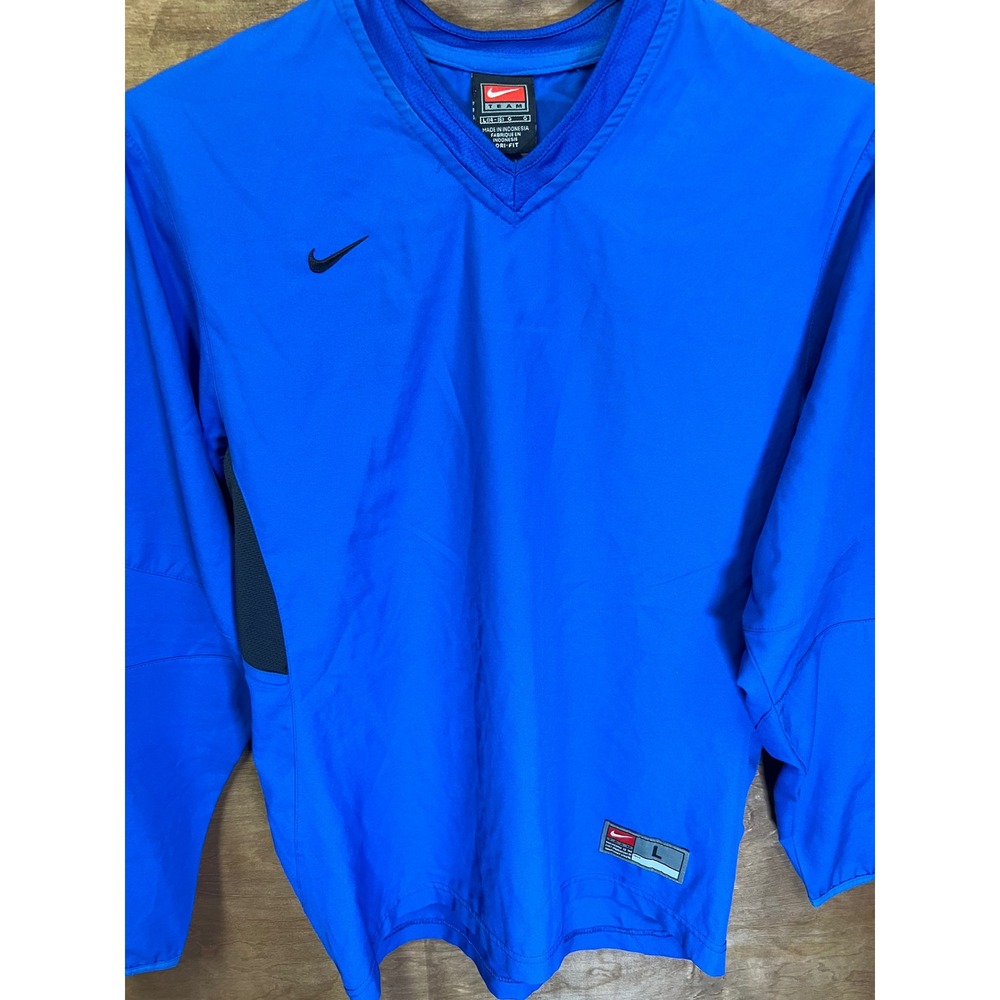 Nike Team Dri-FIT Mens V-Neck Windbreaker Pullover Blue‎ Long Sleeve Size Large